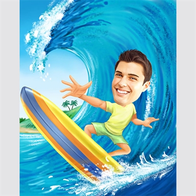 Surfing Caricature from Photo - myDaVinci